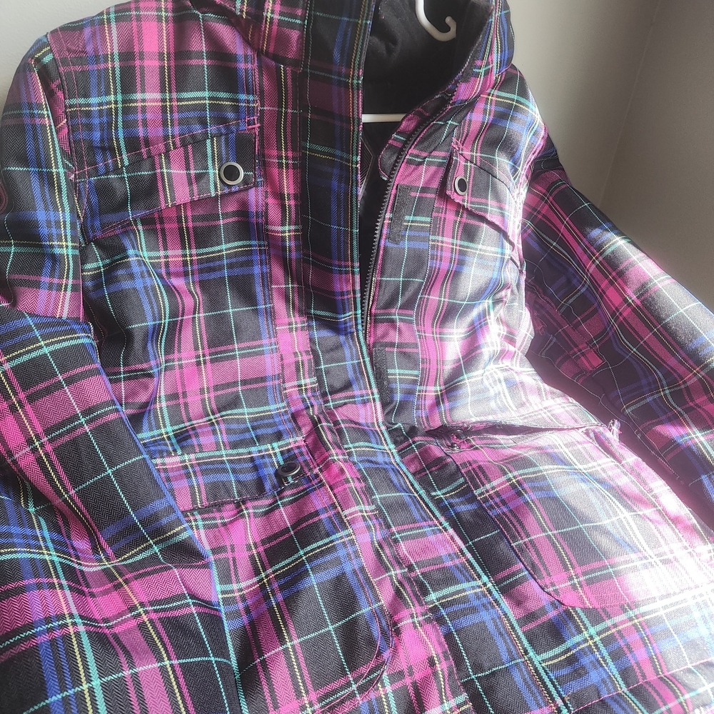 Plaid Women's CORE Powder Room Winter Jacket - Pink and Black